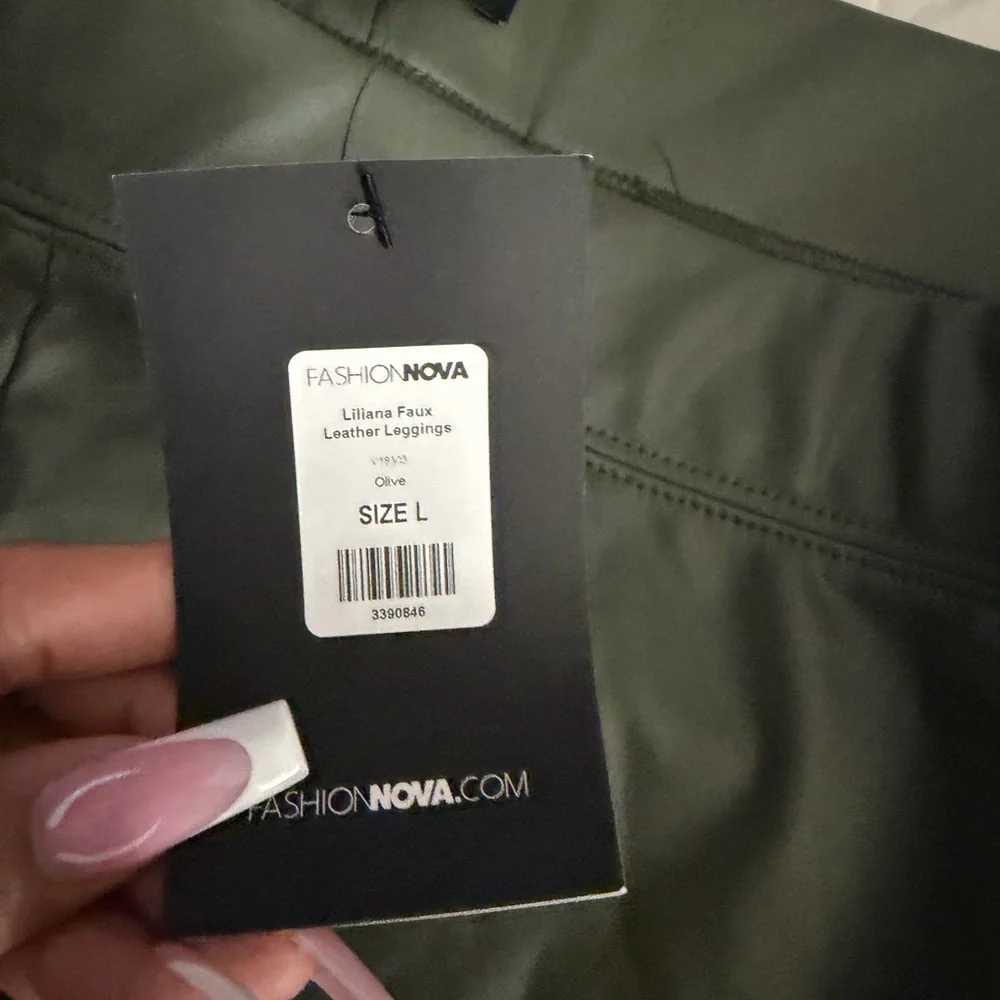 Fashion Nova Liliana Leather Leggings (olive) - Picture 6 of 6